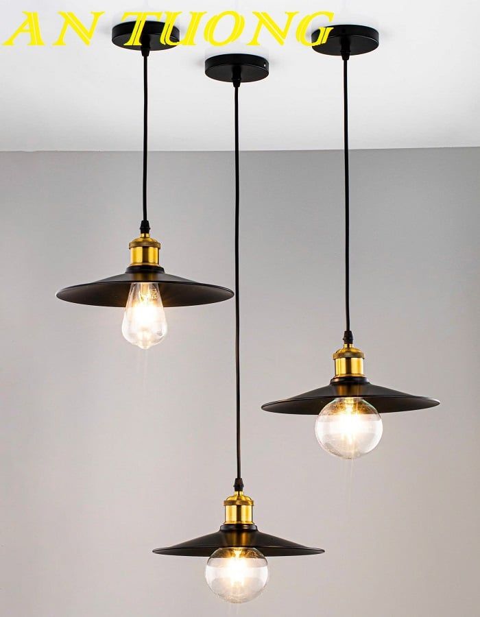 Đèn thả quầy bar đẹp chao màu đen trang trí decor 021