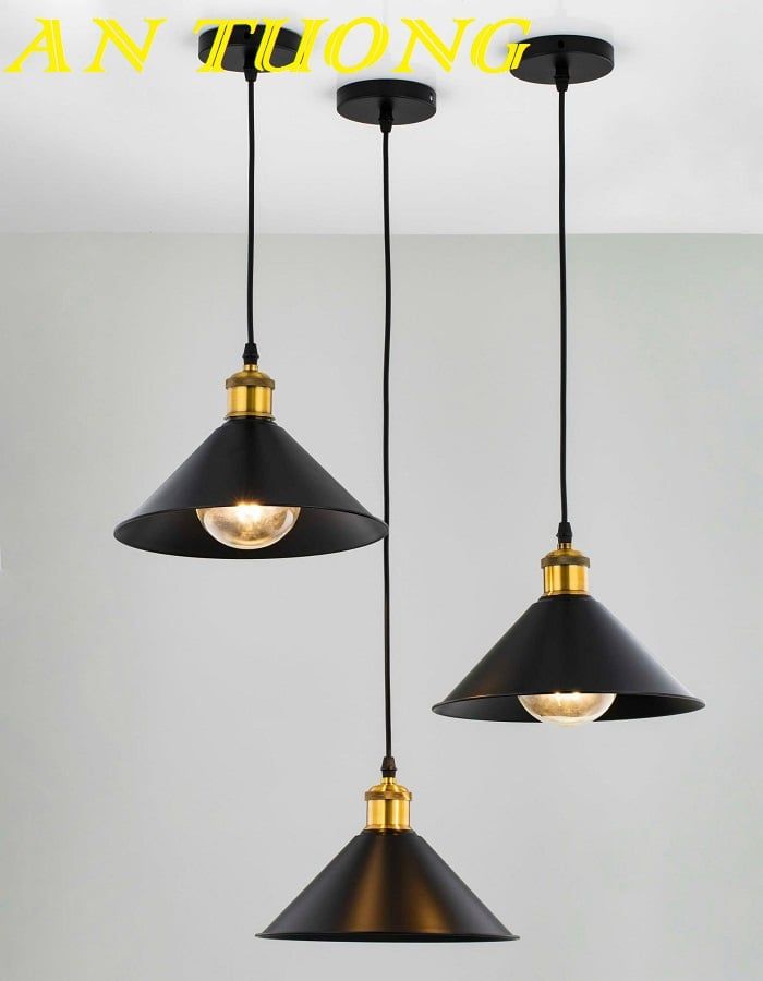 Đèn thả quầy bar đẹp chao màu đen trang trí decor 023