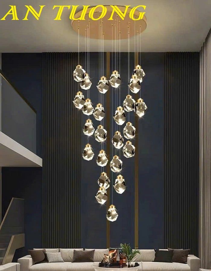 Đèn thả thông tầng pha lê trang trí cầu thang 034
