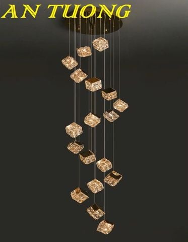 Đèn thả thông tầng cầu thang pha lê cao cấp sang trọng