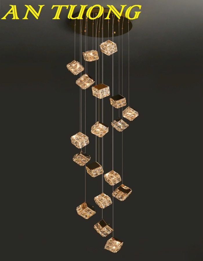 Đèn thả thông tầng cầu thang pha lê cao cấp sang trọng 009