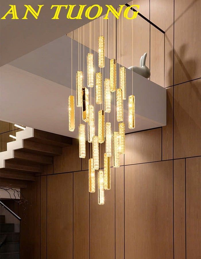 Đèn thả thông tầng cầu thang pha lê cao cấp sang trọng 011