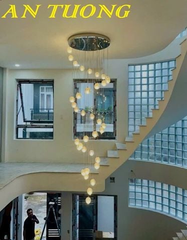  Đèn thả thông tầng pha lê giọt nước trang trí cầu thang 026 