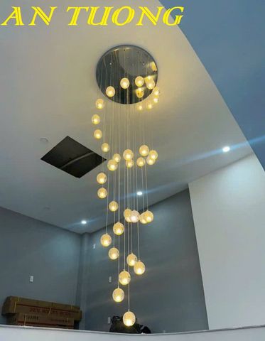  Đèn thả thông tầng pha lê giọt nước trang trí cầu thang 026 