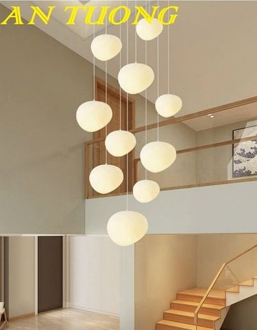 Đèn thả thông tầng cầu thang - phòng khách đẹp, hiện đại