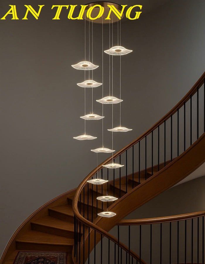 Đèn thả thông tầng lá sen 12 bóng 001