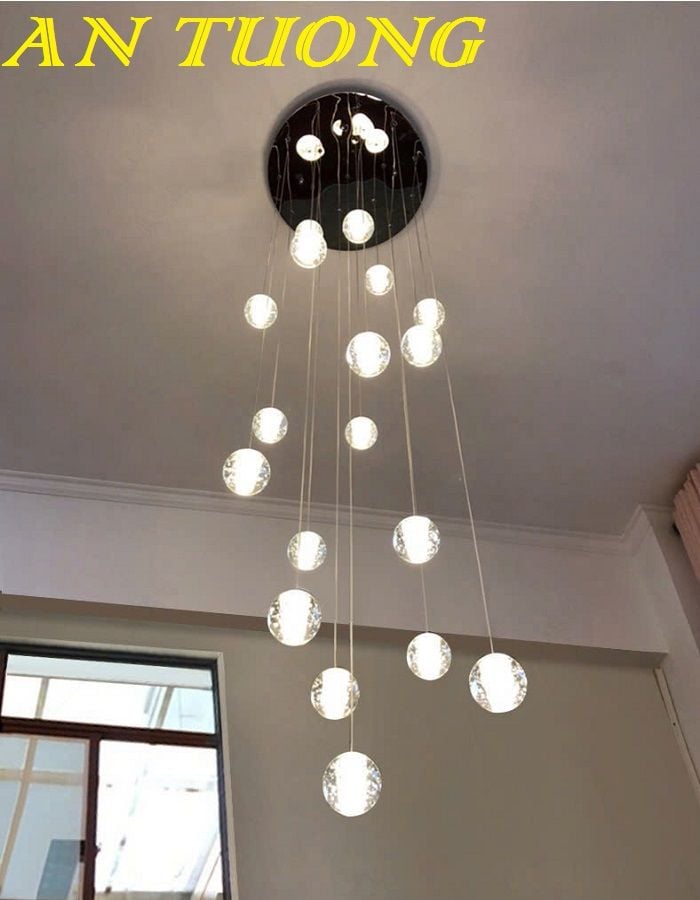 Đèn thả thông tầng pha lê giọt nước 21 bóng 002