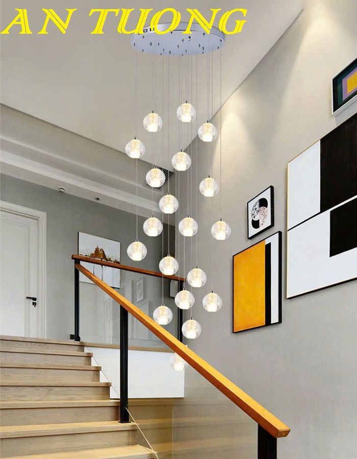 Đèn thả thông tầng pha lê giọt nước 16 bóng 004