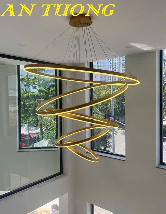 Đèn thả thông tầng LED hiện đại trang trí phòng khách đẹp 025