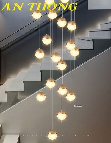 Đèn thả thông tầng trang trí cầu thang đẹp, hiện đại