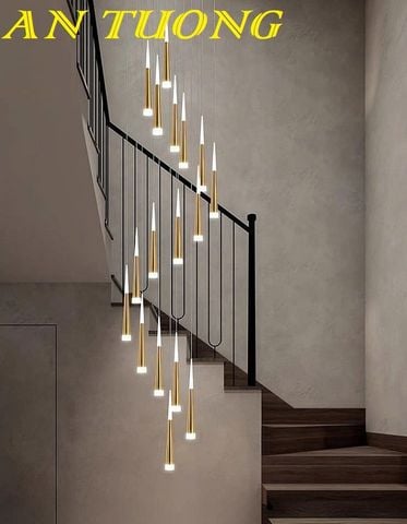 Đèn thả thông tầng trang trí cầu thang đẹp, hiện đại