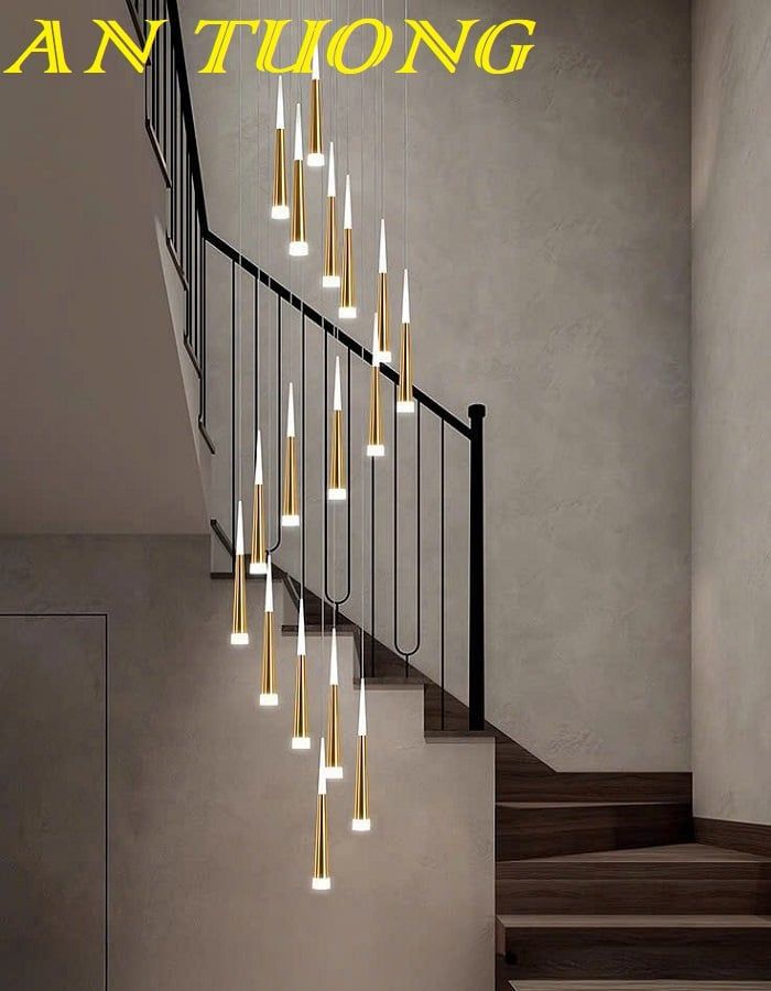 Đèn thả thông tầng trang trí cầu thang đẹp, hiện đại 083