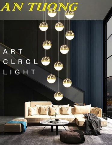 Đèn thả thông tầng trang trí cầu thang đẹp, hiện đại