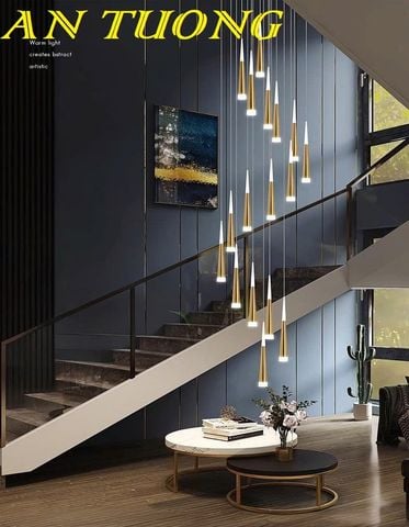 Đèn thả thông tầng trang trí cầu thang đẹp, hiện đại