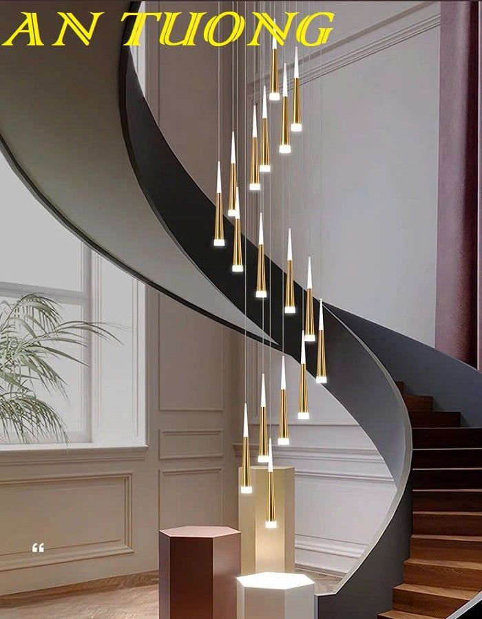 Đèn thả thông tầng trang trí cầu thang đẹp, hiện đại 087