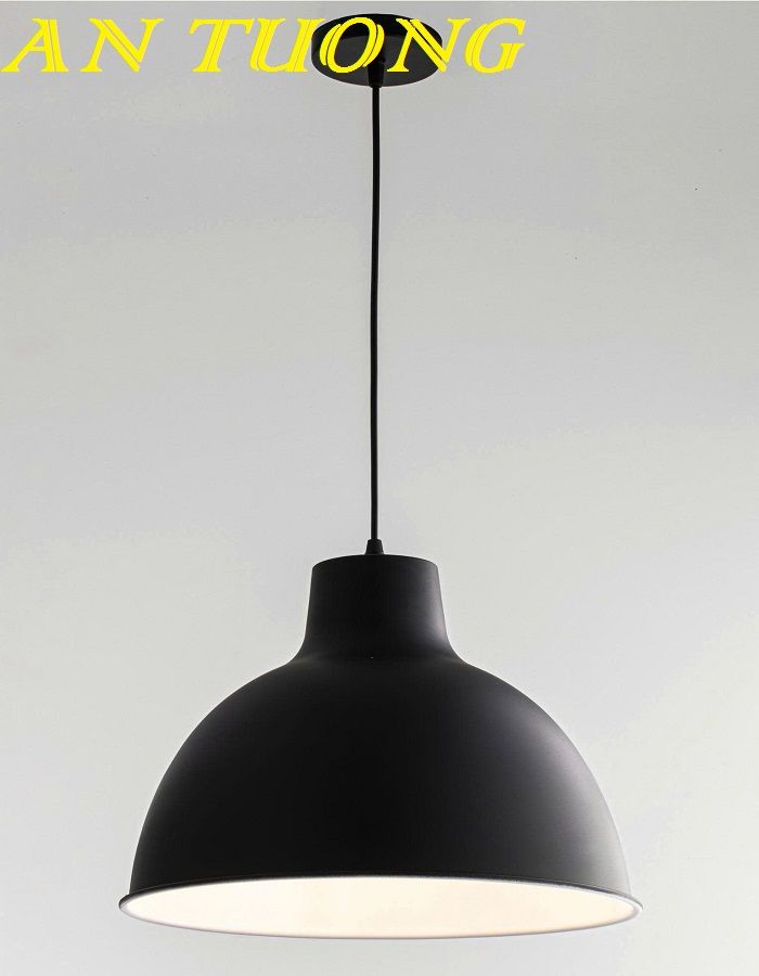 Đèn thả trần chao nhôm màu đen decor trang trí 002