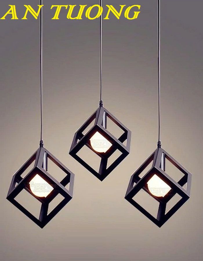 Đèn thả trần hình hộp decor trang trí quầy bar, bàn ăn, bàn đảo bếp đẹp, hiện đại 0118