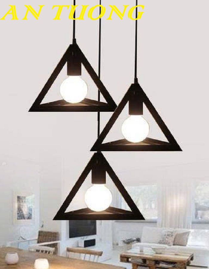 Đèn thả trần hình tam giác decor trang trí quầy bar, bàn ăn, bàn đảo bếp đẹp, hiện đại 0119