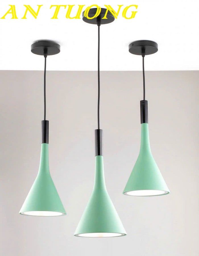 Đèn thả trần trang trí hiện đại 0299 chao màu xanh