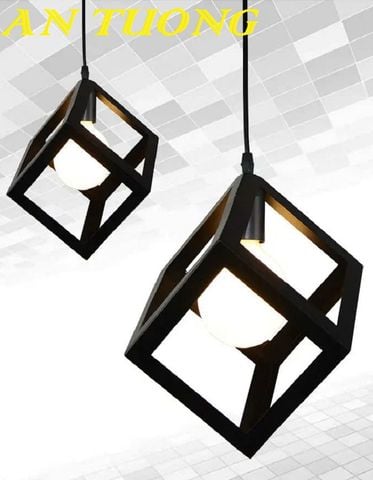  Đèn thả trần hình hộp màu đen trang trí decor 0308 