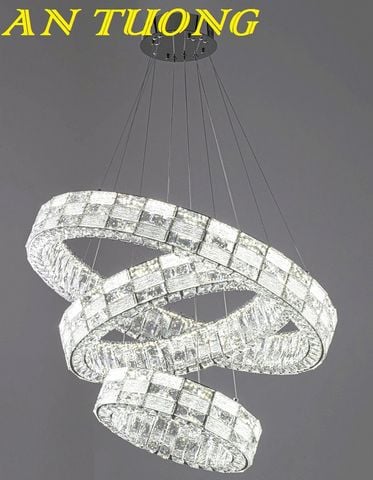 Đèn thả trần phòng khách 3 vòng pha lê cao cấp hiện đại