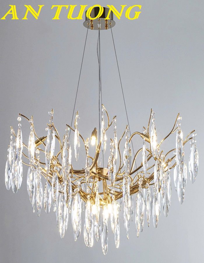 Đèn thả trần pha lê trang trí phòng khách đẹp, hiện đại 021