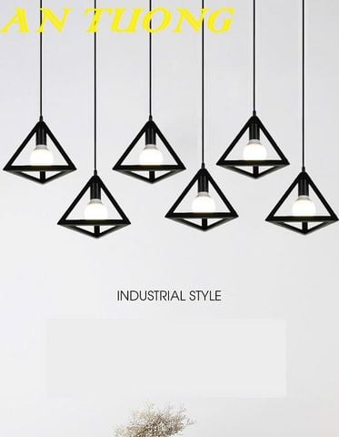  Đèn thả trần hình tam giác màu đen trang trí decor 0307 