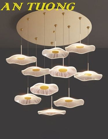  Đèn thả trần trang trí phòng khách đẹp kiểu lá sen hiện đại 021 