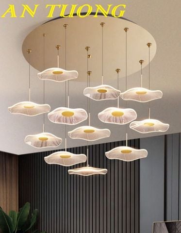 Đèn thả trần trang trí phòng khách đẹp kiểu lá sen hiện đại 023 