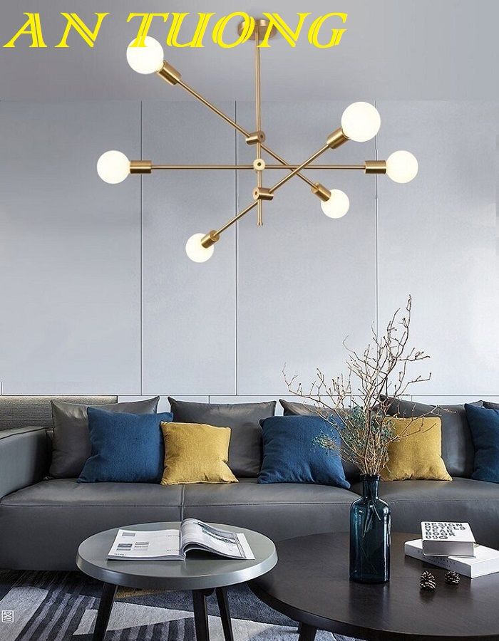 Đèn thả trang trí phòng khách căn hộ chung cư đẹp hiện đại 0307