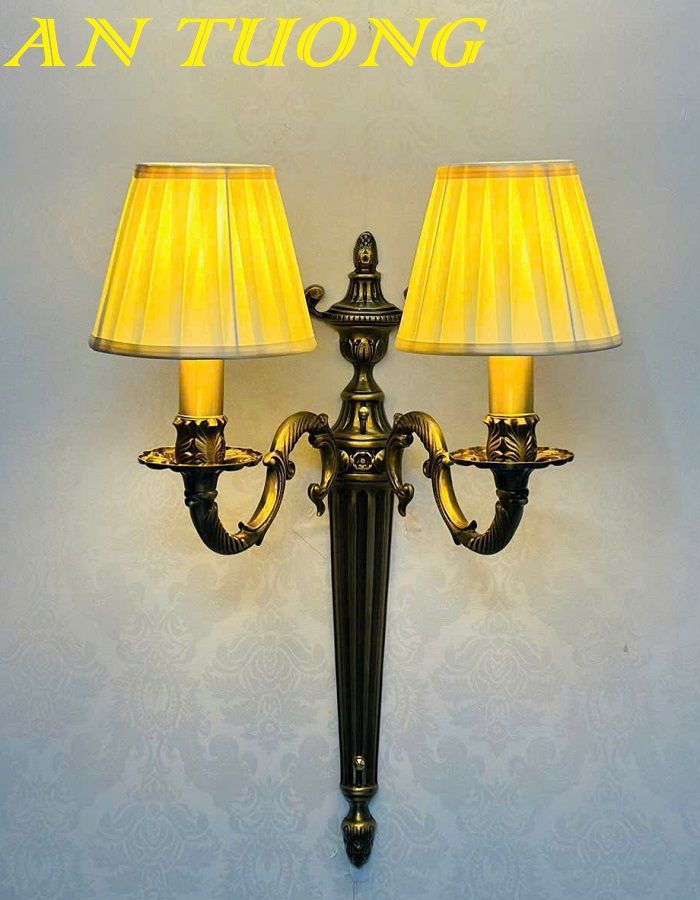 Đèn tường cổ điển đôi 2 bóng gắn tường trang trí phòng khách, phòng ngủ 0120