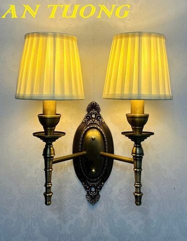 Đèn tường cổ điển đôi 2 bóng gắn tường trang trí phòng khách, phòng ngủ