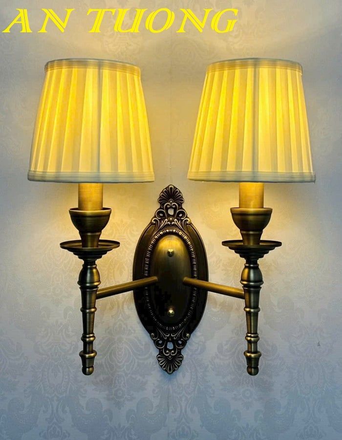 Đèn tường cổ điển đôi 2 bóng gắn tường trang trí phòng khách, phòng ngủ 0121