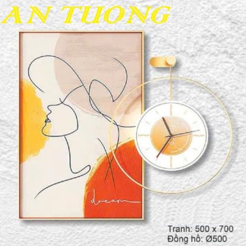  Đồng hồ treo tường trang trí phòng khách đẹp 002 