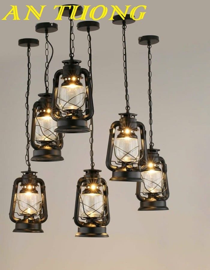 Đèn thả quầy bar treo trần trang trí quán cafe kiểu dáng đèn dầu cổ điển 039