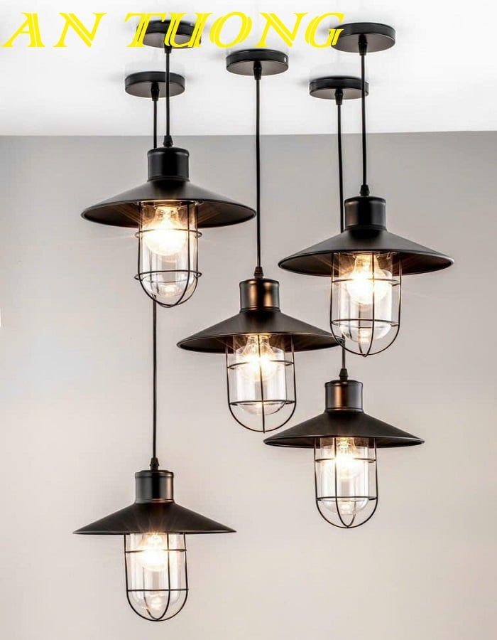 Đèn thả quầy bar treo trần trang trí quán cafe kiểu dáng công nghiệp 040