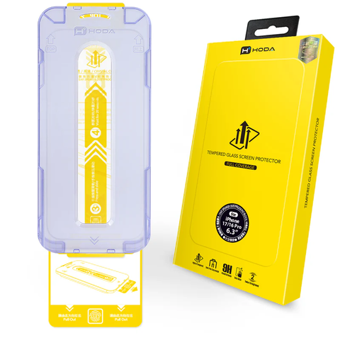 Kính Cường Lực Hoda 3D iPhone 17 Series Trong Suốt Kèm Khung Trợ Dán