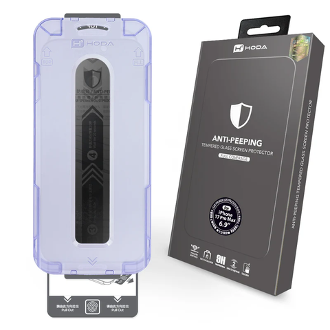 Kính Cường Lực Hoda 3D Chống Nhìn Trộm Kèm Khung Trợ Dán dành cho iPhone 17 Series