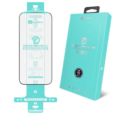 Kính cường lực trong suốt DLC (Diamond like Carbon) 3D Full Glue có khung dành cho iPhone 17 Pro/ 17 Pro Max | HODA®