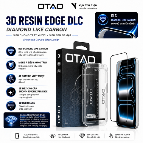 Kính Cường Lực OTAO DLC Diamond Like Carbon 3D Resin Edge Kèm khung trợ dán