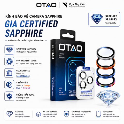 Kính Bảo Vệ Camera OTAO GIA Sapphire Cho iPhone 17 Pro / 17 Pro Max