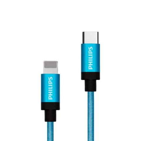 Dây cáp sạc Philips Type C to Lightning Chuẩn MFI | Dài 1.0M | Dây bện dù chắc chắn