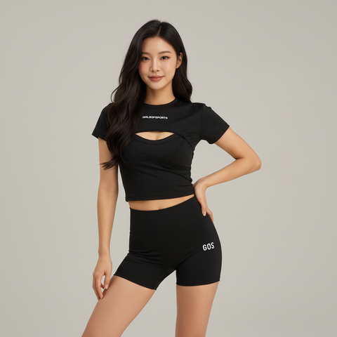  Áo khoác ngắn tay Ribbon Wrap GOS mặc 2 mặt cột chéo | Girlsofsports 