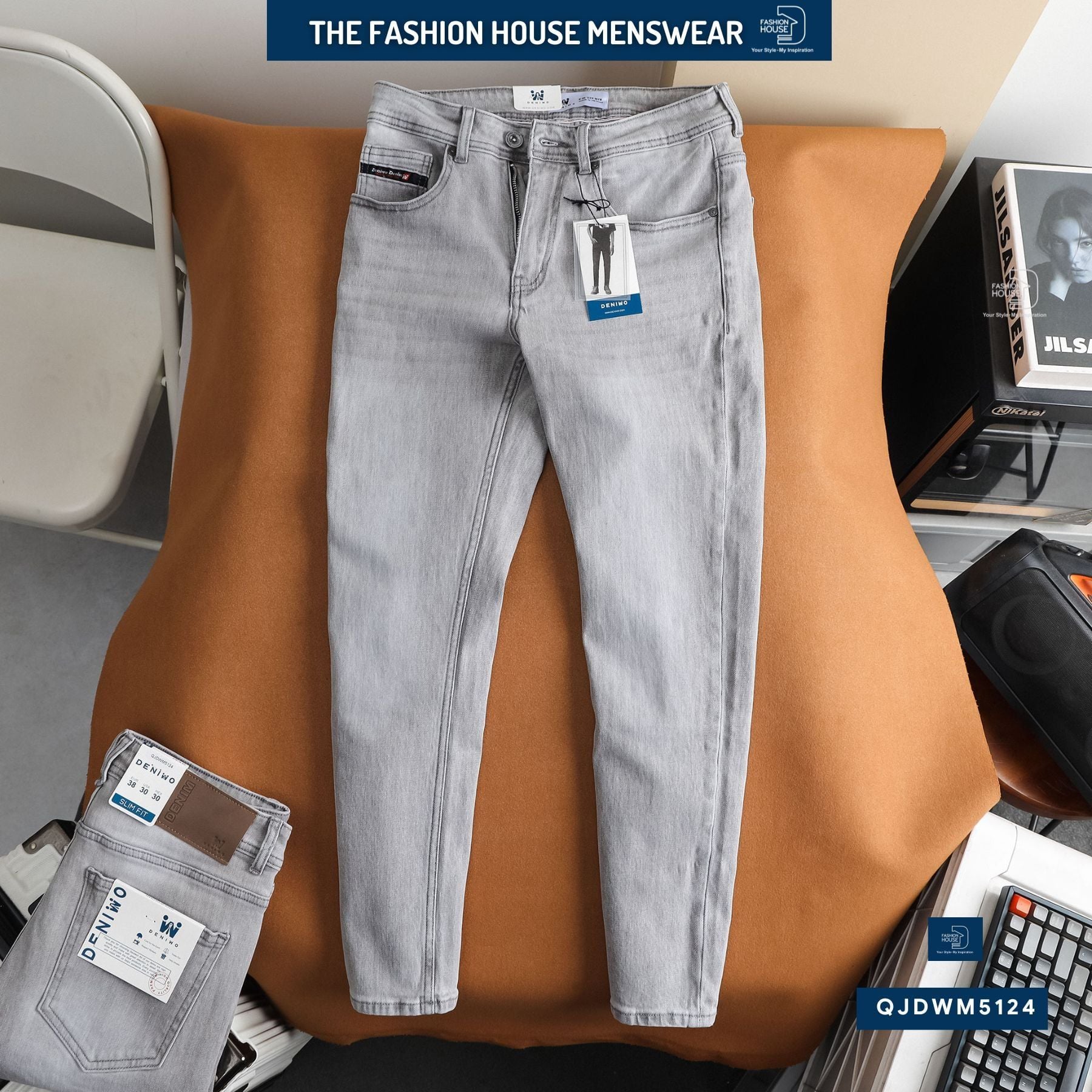Jean Slim Trơn Xám Nhạt QJDWM5124