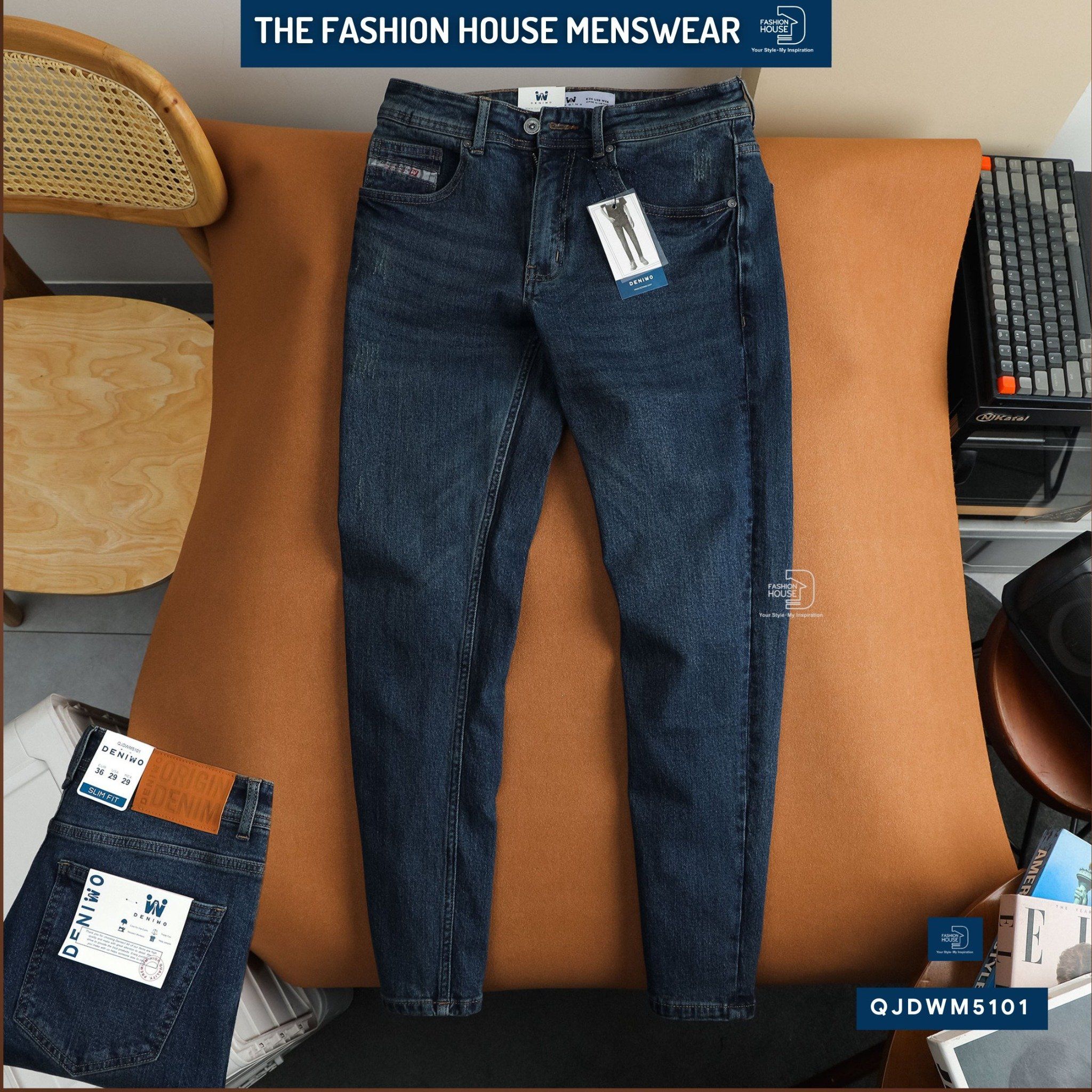 Jean Slim Xước D.Blue QJDWM5101