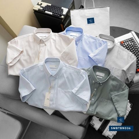  Áo Sơ Mi Ngắn Tay Sọc Oxford Regular SMBTBN036 