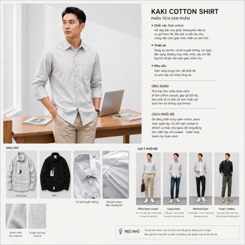  Sơ Mi Dài Tay KaKi SMDWM2305 