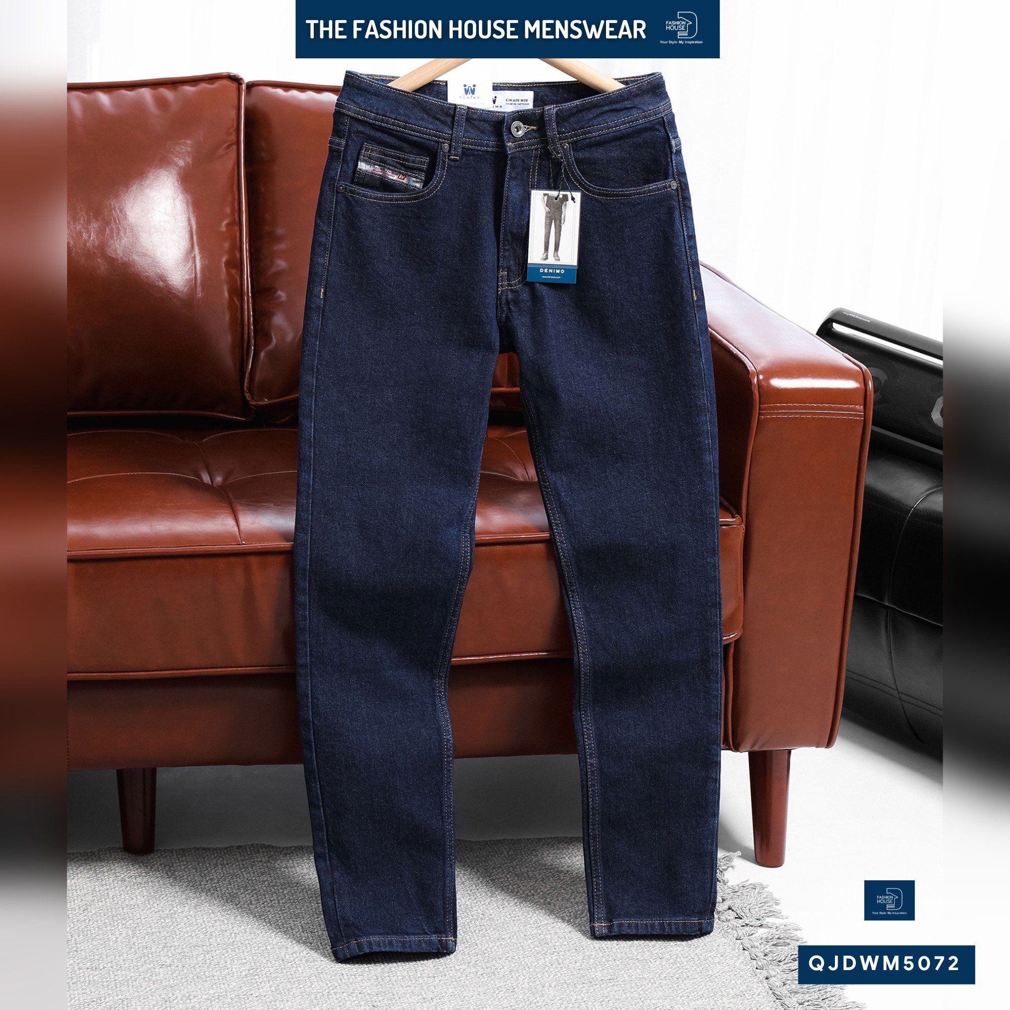 Jean Slim Trơn Xanh Đậm QJDWM5072
