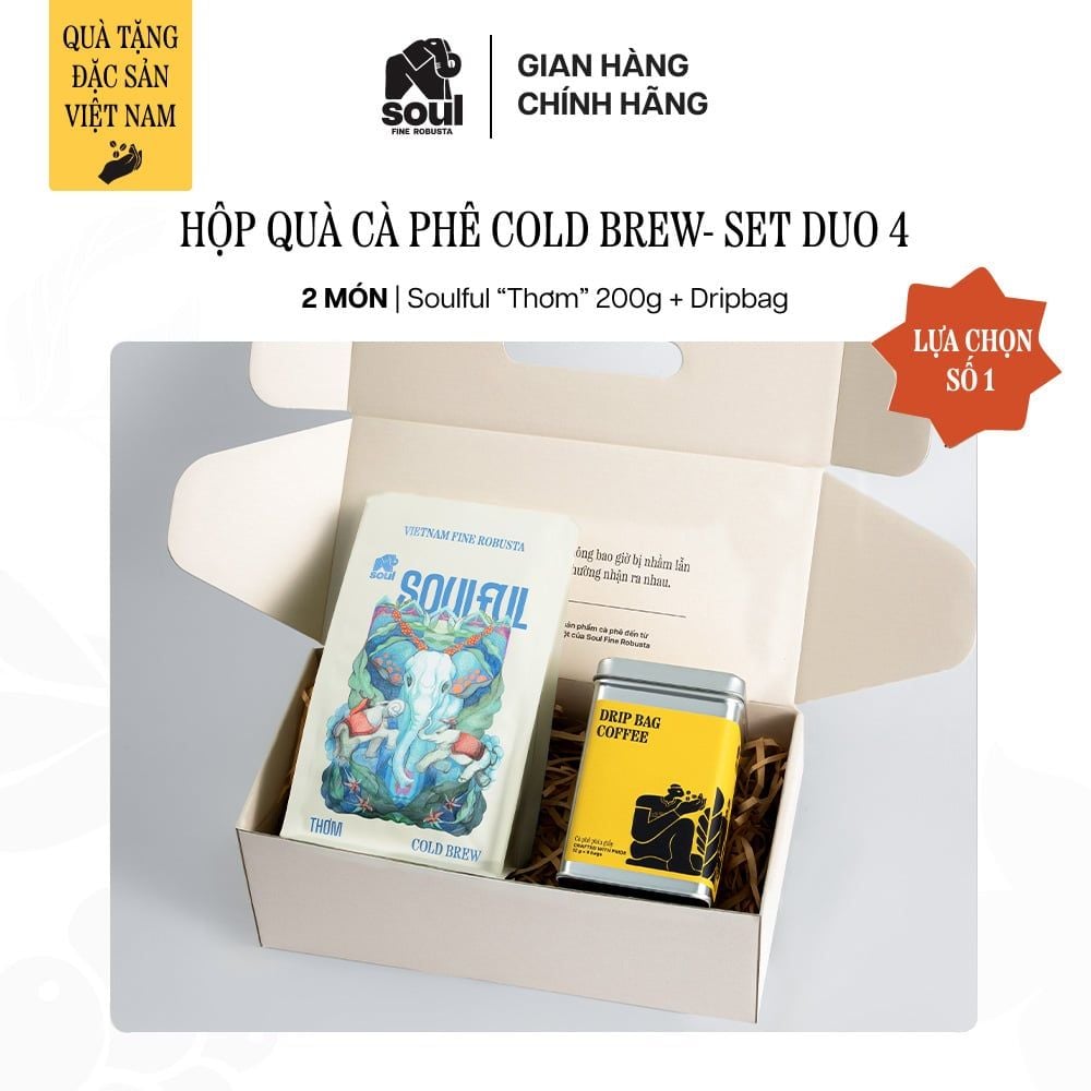  COMBO PHA PHIN 2 MÓN: HỘP QUÀ CÀ PHÊ COLD BREW SOULFUL VÀ DRIP BAG | DUO 4 