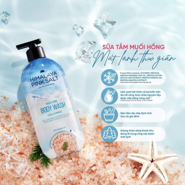 Combo 2 Sữa Tắm Muối Hồng Himalaya Pink Salt Mát Lạnh, Thư Giãn 500gx2
